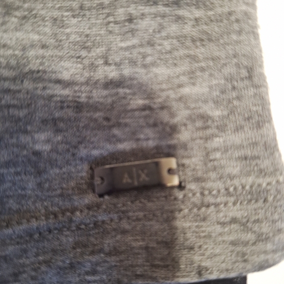 Armani Exchange Gray Knit Tee with Sheer Black Short Sleeves - Picture 7 of 9